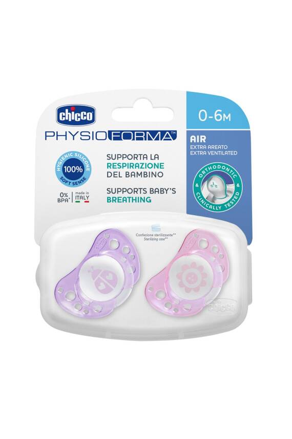 Chicco Air Ergonomik Şekil Silikon Emzik Geniş Havalandırma Delikleri Pembe 0-6 Ay - 1