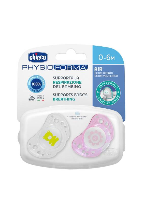 Chicco Air Ergonomik Şekil Silikon Emzik Geniş Havalandırma Delikleri Pembe 0-6 Ay - 2