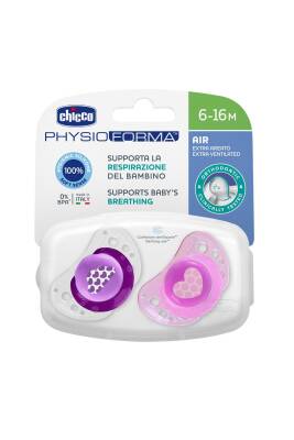 Chicco Air Ergonomik Şekil Silikon Emzik Geniş Havalandırma Delikleri Pembe 6-16 Ay - Chicco
