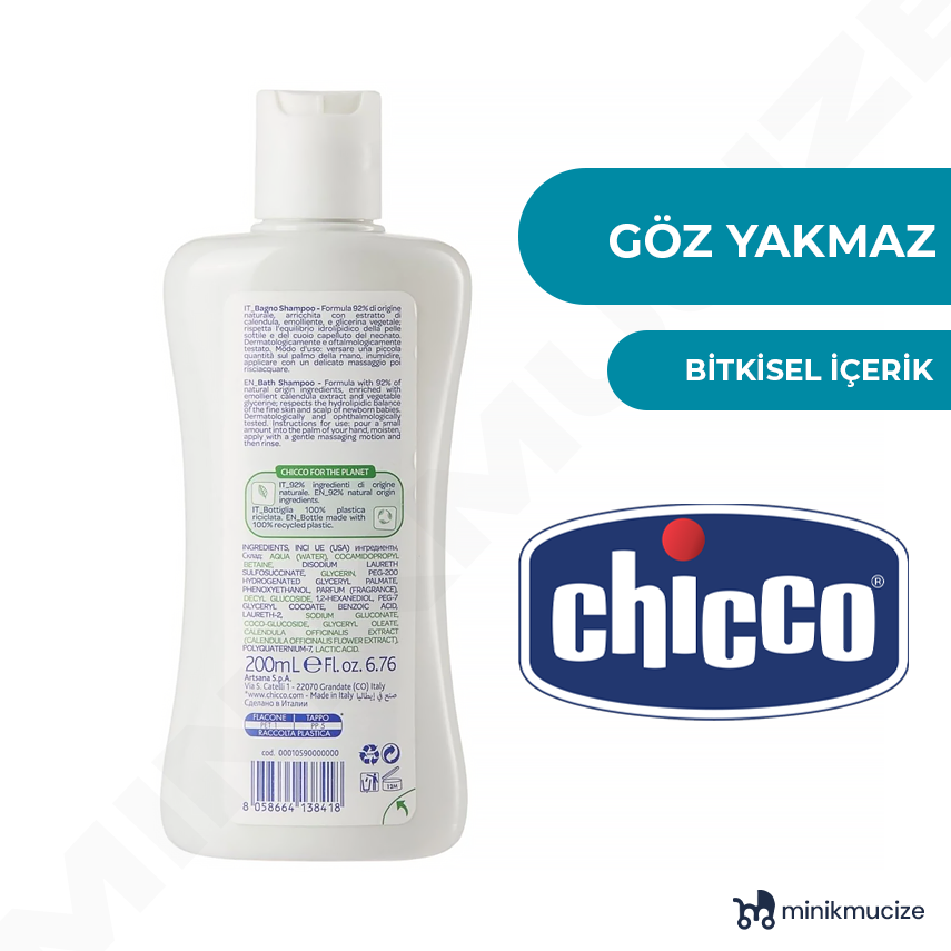 Chicco Baby Moments Doğal Saç Ve Vücut Şampuanı 0 Ay+ 200 ml - 2
