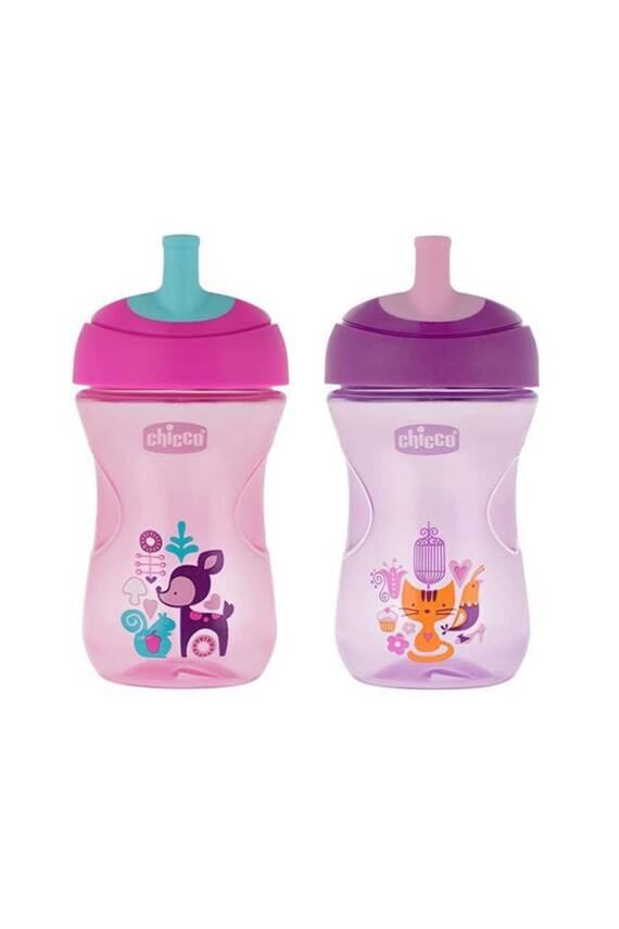 Chicco Pembe Renkli Pipetli Eğitim Bardağı - 1