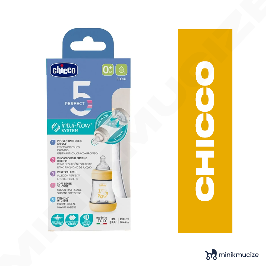 Chicco Perfect5 P5 Antikolik Biberon PP 150ML Yavaş Akış Sarı - 1