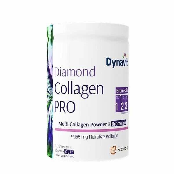Dynavit Diamond Collagen Pro Multi Collagen Powder Bromelain Hidrolize Peptit Tip 1-2-3 Kolajen Brom - 1