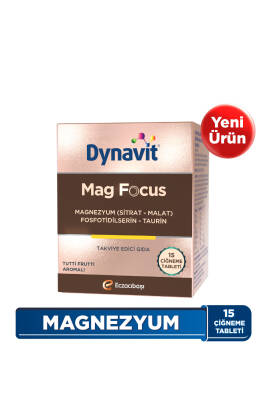 Dynavit Mag Focus 15 Çiğneme Tab - Magnezyum Malat & Sitrat, Fosfotidilserin, B6 & B12 Vitamini - Odaklanma - Dynavit