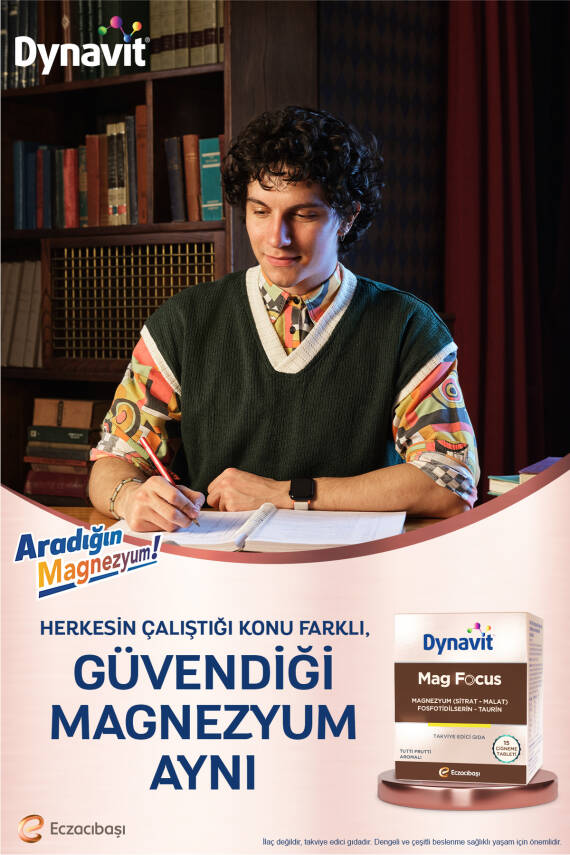 Dynavit Mag Focus 15 Çiğneme Tab - Magnezyum Malat & Sitrat, Fosfotidilserin, B6 & B12 Vitamini - Odaklanma - 5