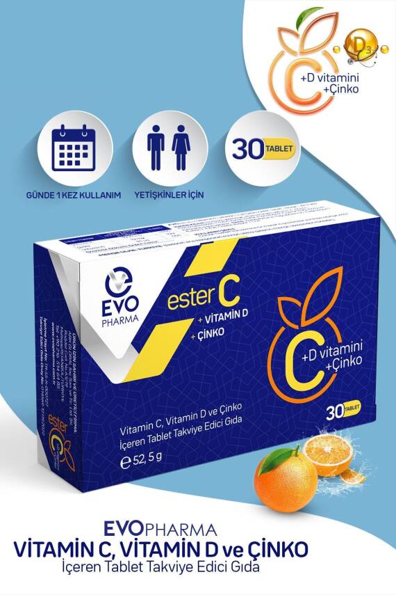 Evo Pharma Vitamin C + D + Çinko 30 Tablet - 2