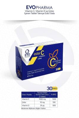 Evo Pharma Vitamin C + D + Çinko 30 Tablet - 3