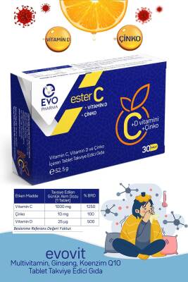 Evo Pharma Vitamin C + D + Çinko 30 Tablet - 4