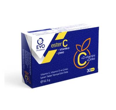 Evo Pharma Vitamin C + D + Çinko 30 Tablet - EVOPHARMA