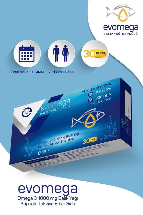 EVOPHARMA Evomega Balık Kapsülü Gıda Takviyesi 30 Kapsül - 1