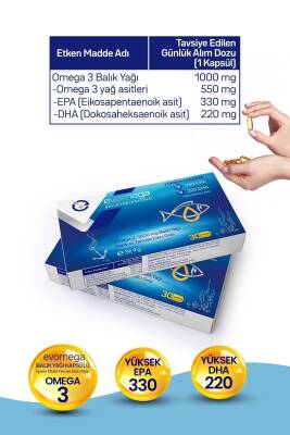 EVOPHARMA Evomega Balık Kapsülü Gıda Takviyesi 30 Kapsül - 5