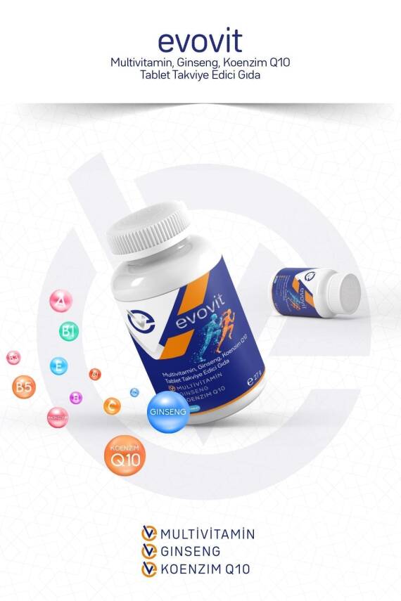 EVOPHARMA Evovit Multivitamin Ginseng Koenzim Q10 Takviye Edici Gıda 30 Tablet - 2