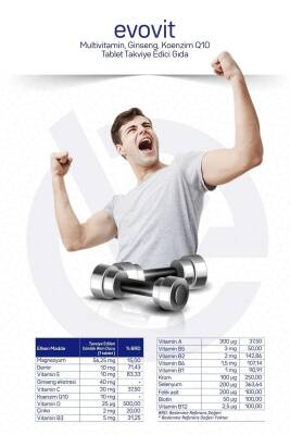 EVOPHARMA Evovit Multivitamin Ginseng Koenzim Q10 Takviye Edici Gıda 30 Tablet - 6