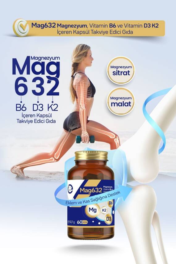 EVOPHARMA Magnezyum Mag632, Vitamin B6 Ve Vitamin D3k2 Içeren Kapsül Takviye Edici Gıda - 5