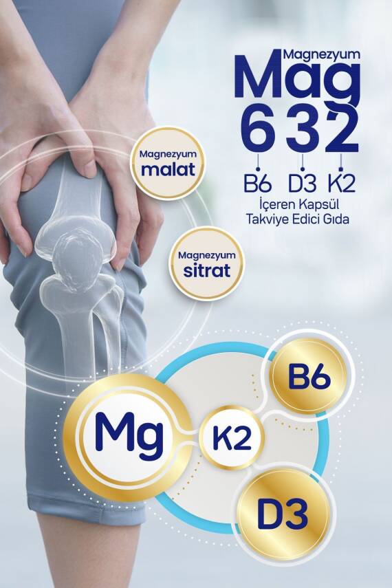 EVOPHARMA Magnezyum Mag632, Vitamin B6 Ve Vitamin D3k2 Içeren Kapsül Takviye Edici Gıda - 6
