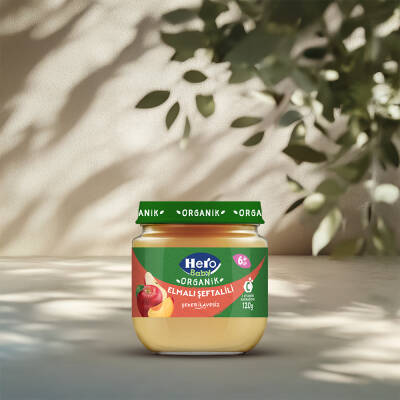 Hero Baby Organik Elma Şeftali Kavanoz Maması 120 gr - HERO BABY