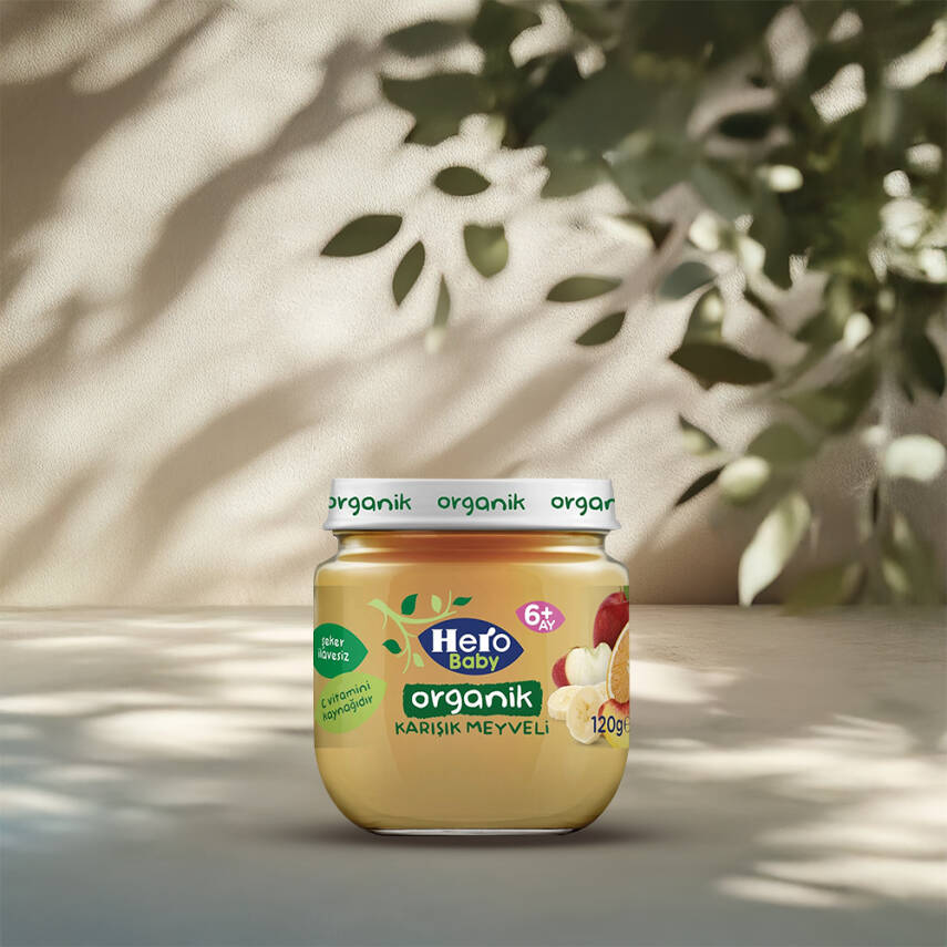 Hero Baby Organik Karışık Meyveli Kavanoz Maması 120gr - 1