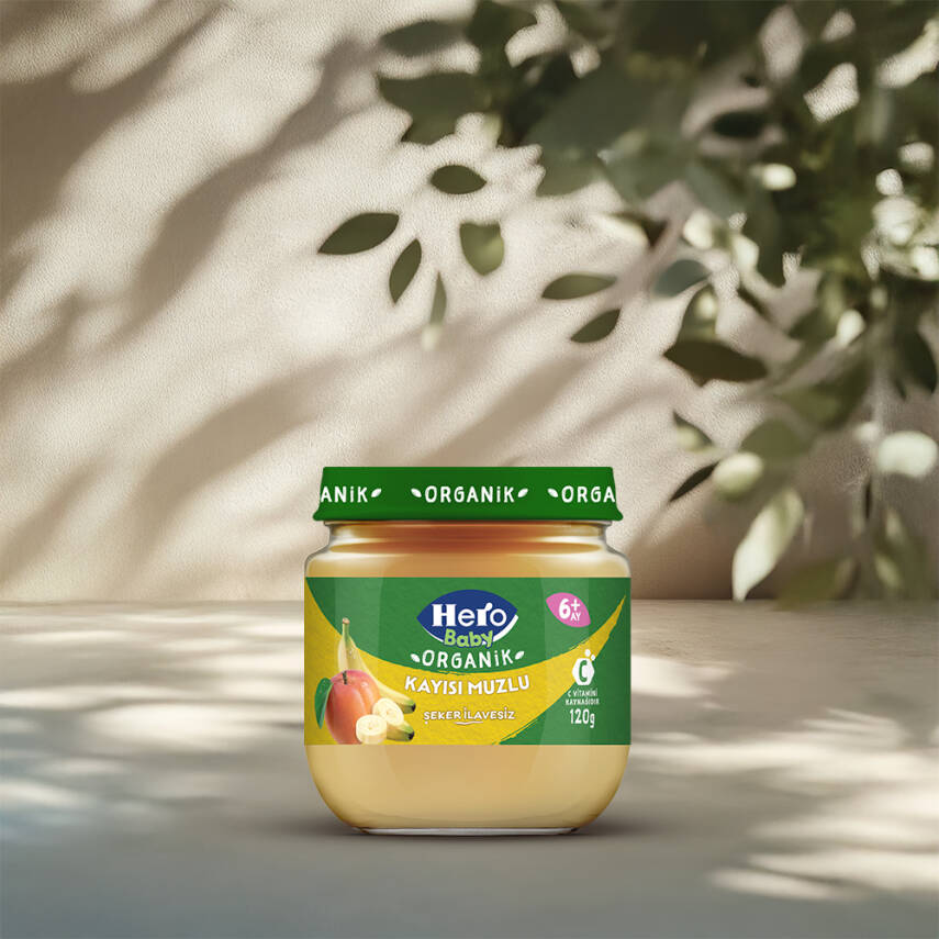 Hero Baby Organik Kayısı Muz Kavanoz Maması 120gr - 1