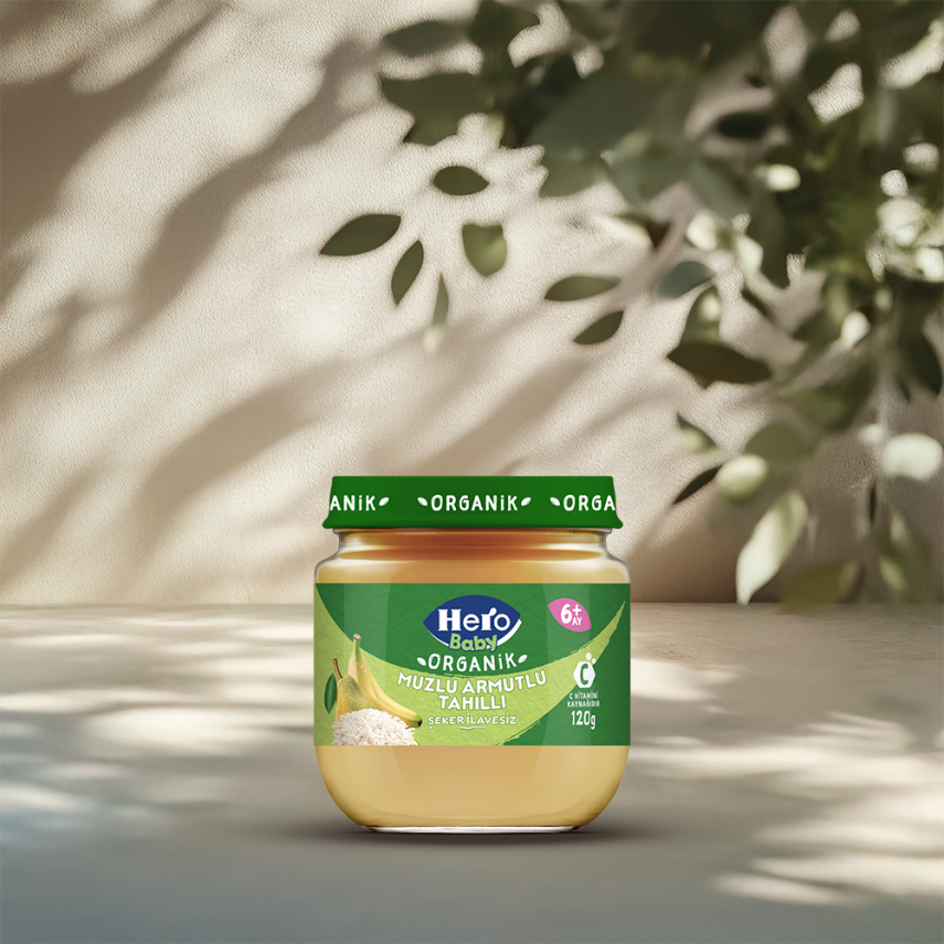 HERO BABY ORGANİK MUZ-ARMUT TAHILLI KAVANOZ MAMASI - 1