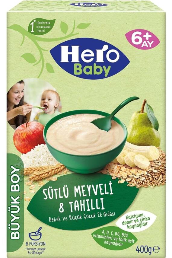 Hero Baby Sütlü Meyveli 8 Tahıllı Kaşık Maması 400 gr - 3