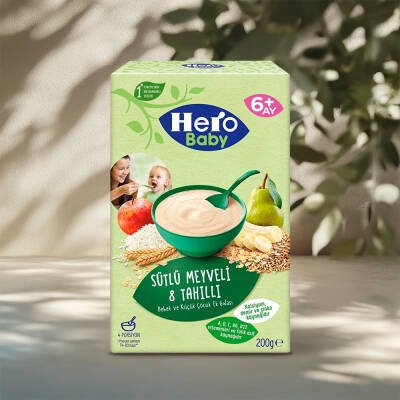Hero Baby Sütlü Meyveli 8 Tahıllı Mama 200 gr - HERO BABY