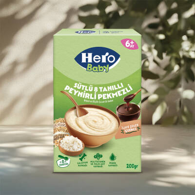 Hero Baby Sütlü Peynirli Pekmezli 8 Tahıllı 200 gr - HERO BABY