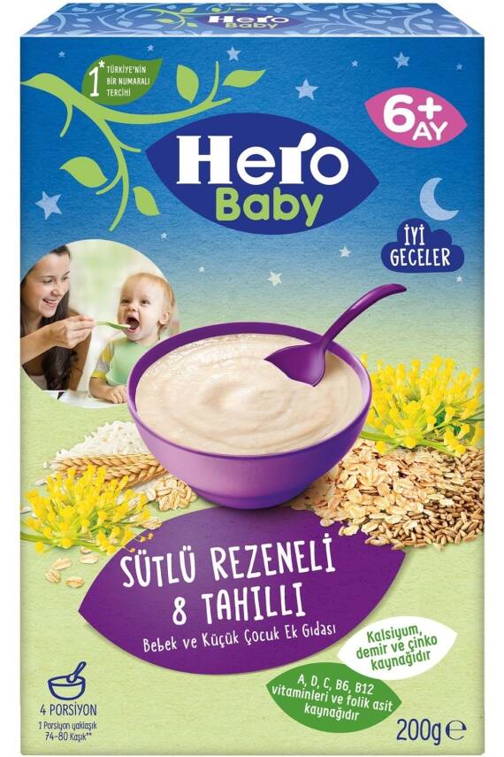 Hero Baby Sütlü Rezeneli 8 Tahıllı Kaşık Maması 200 Gr - 3