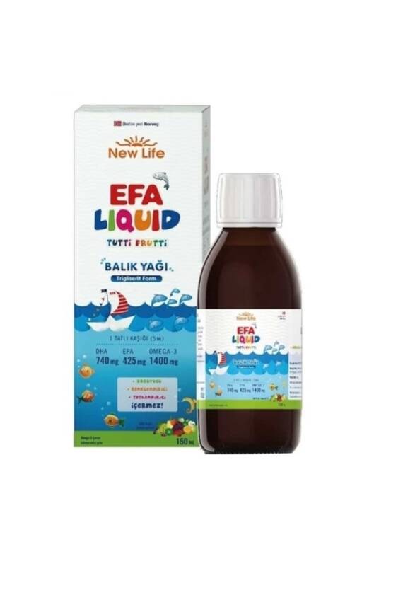 New Life Newlife Efa Liquid Tutti Fruitti Aromalı Balık Yağı Likit 150 ml - 1