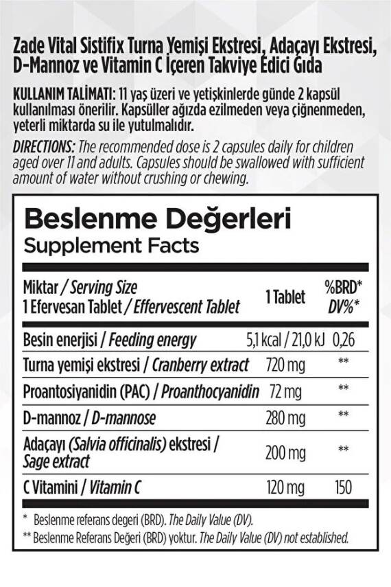 Zade Vital Sistifix Takviye Edici Gıda 20 Kapsül - 4